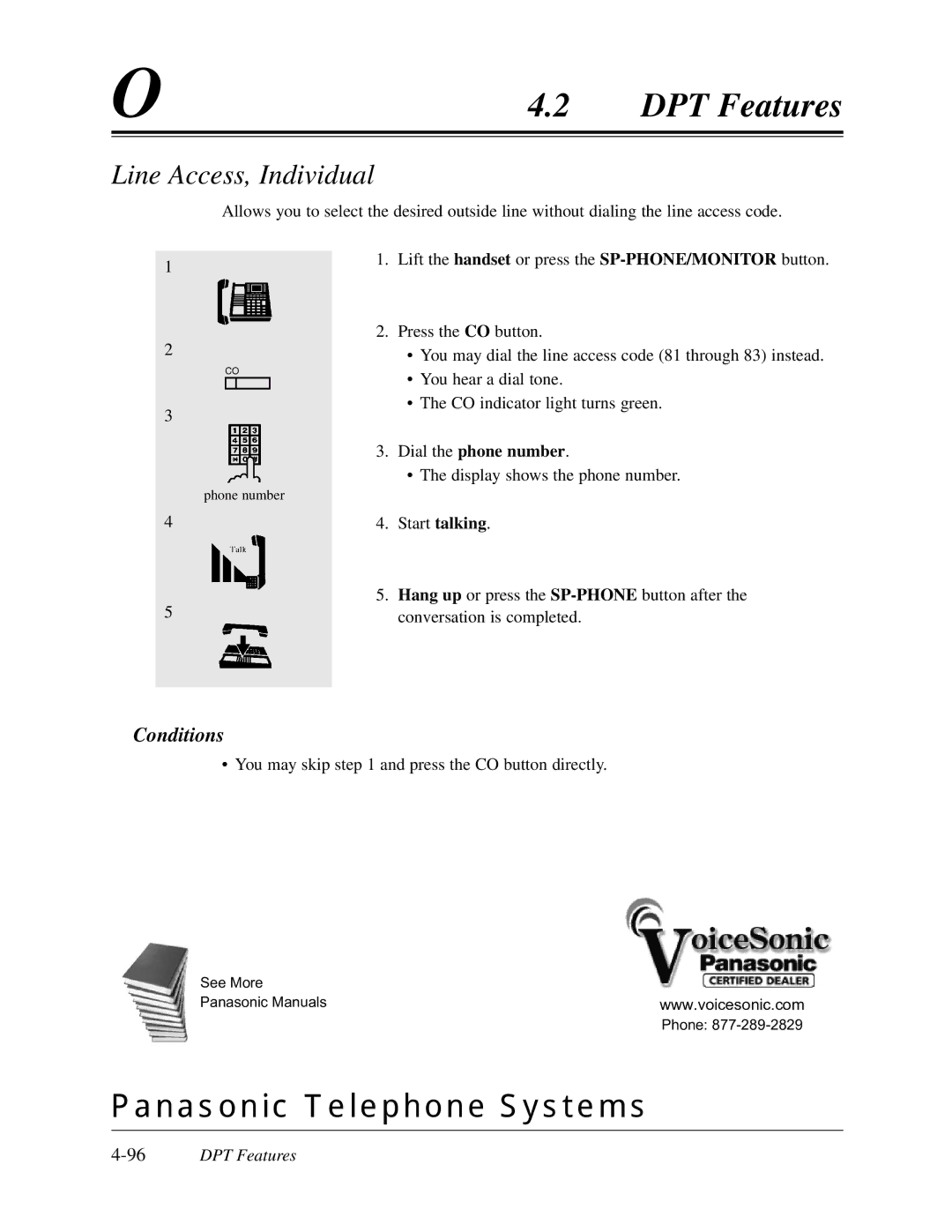 Panasonic KX-TD308 manual Line Access, Individual, 96DPT Features 