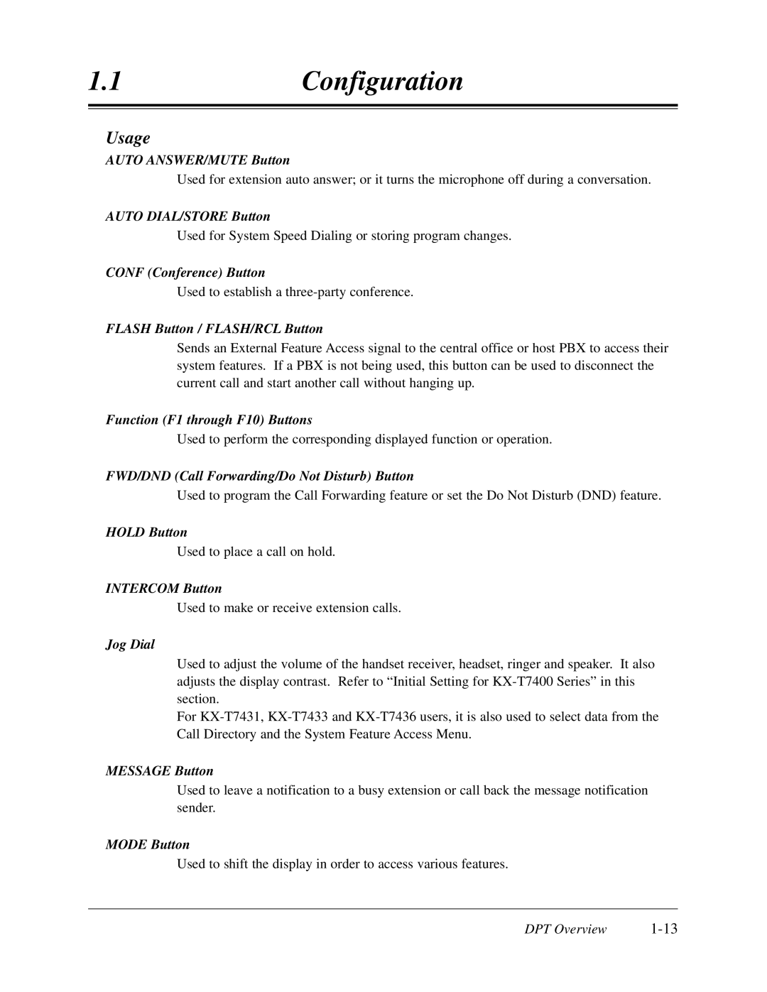 Panasonic KX-TD308 manual Usage 