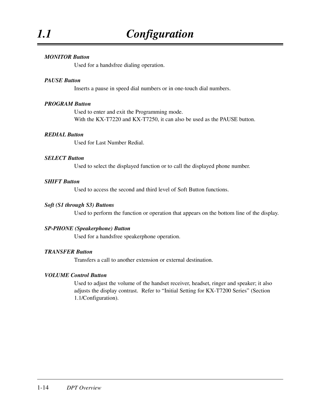 Panasonic KX-TD308 manual Program Button, 14DPT Overview 