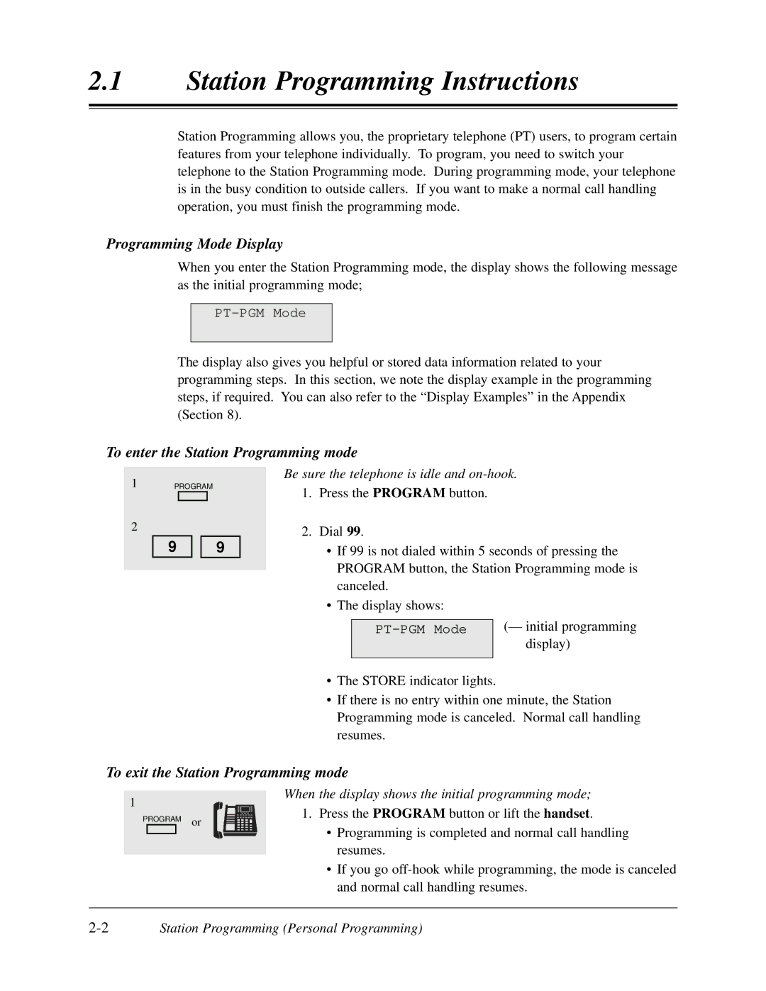 Panasonic KX-TD308 Programming Mode Display, To enter the Station Programming mode, To exit the Station Programming mode 