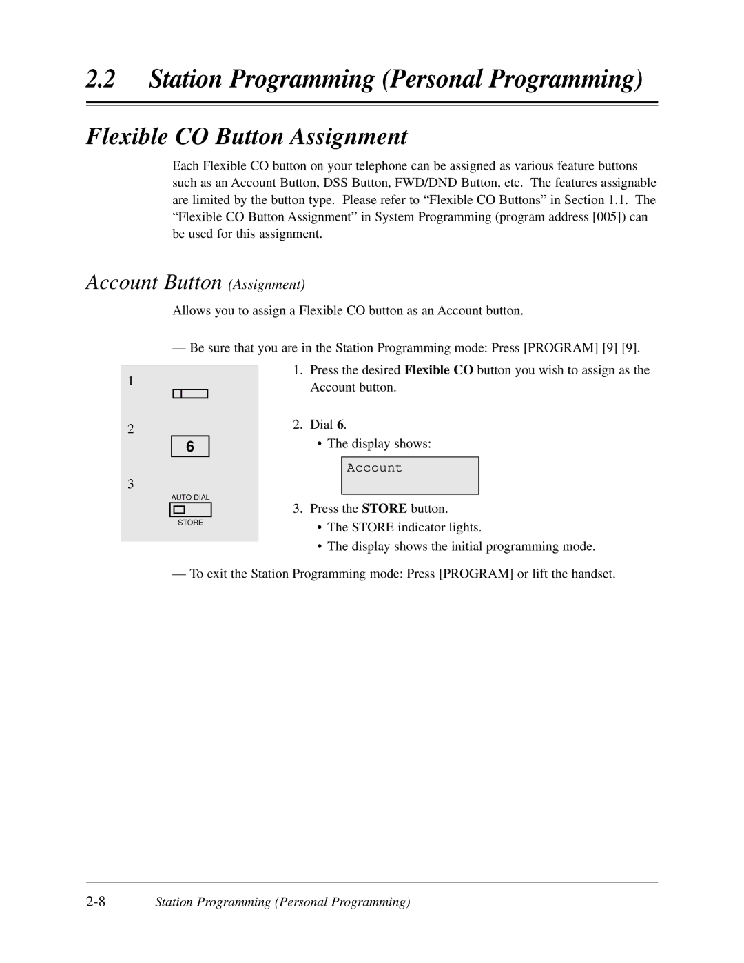 Panasonic KX-TD308 manual Flexible CO Button Assignment, Account Button Assignment 