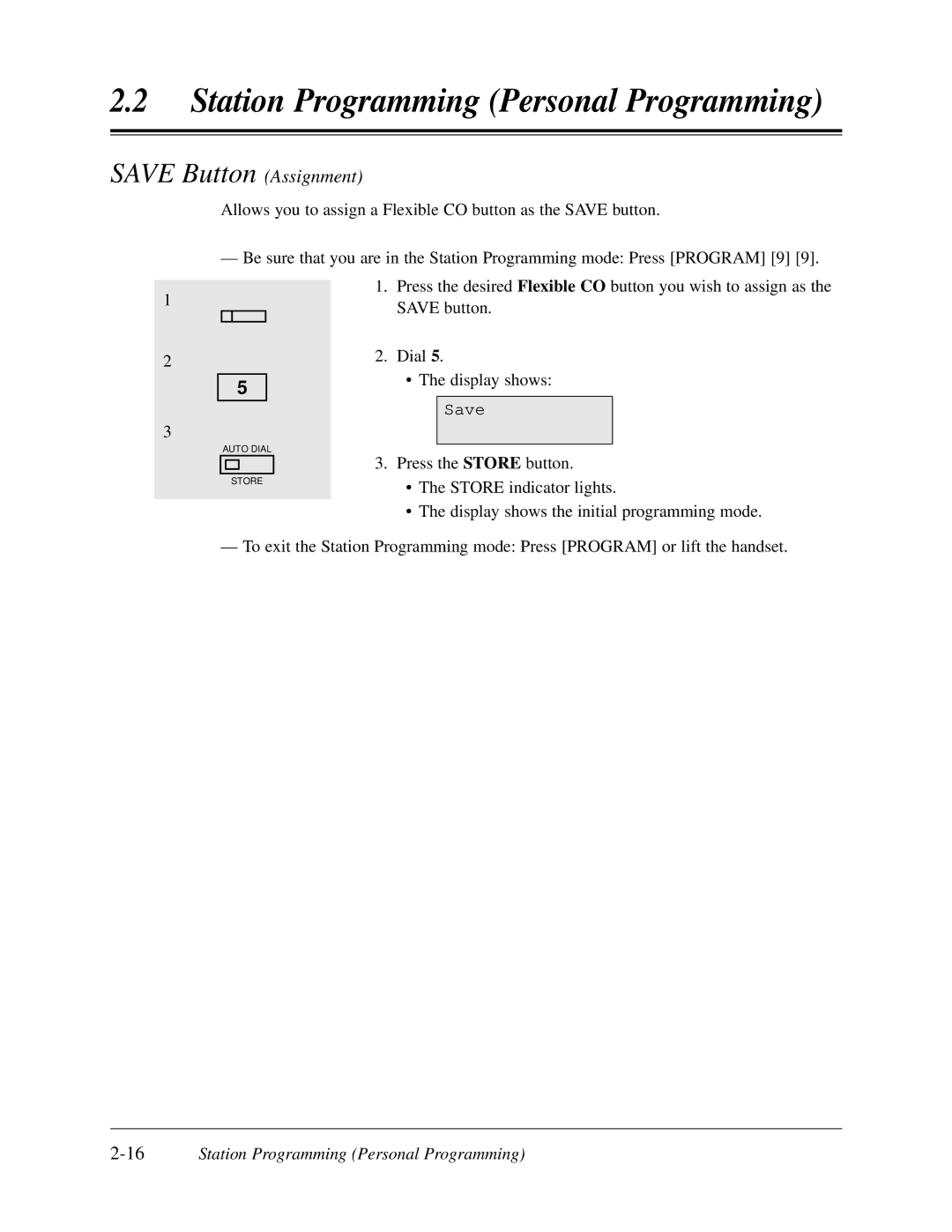 Panasonic KX-TD308 manual Save Button Assignment, 16Station Programming Personal Programming 