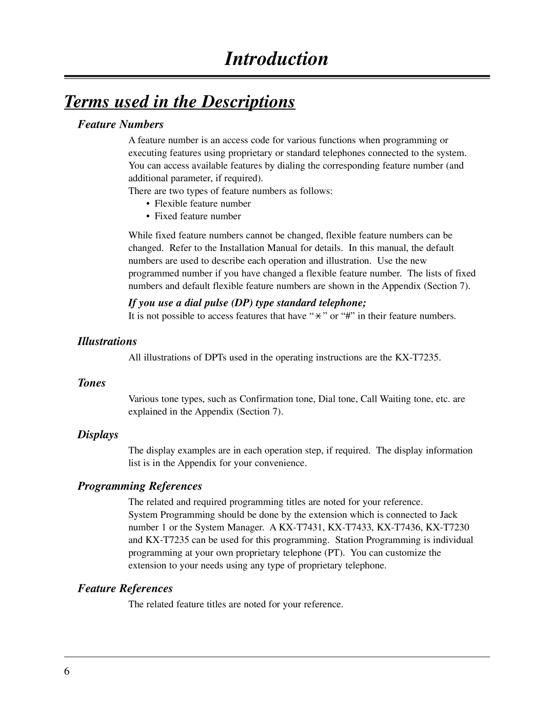 Panasonic KX-TD308 manual Terms used in the Descriptions 