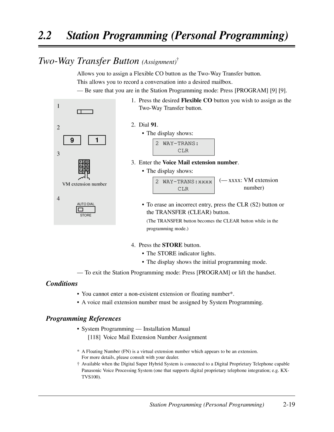 Panasonic KX-TD308 manual Two-Way Transfer Button Assignment† 