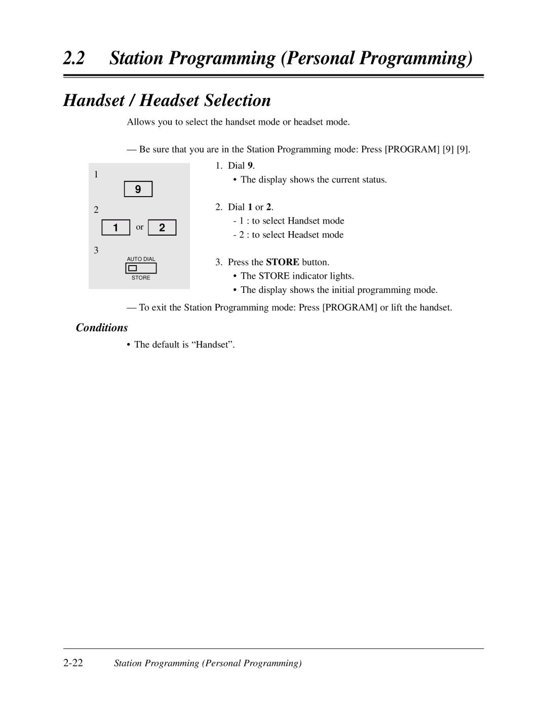 Panasonic KX-TD308 manual Handset / Headset Selection, 22Station Programming Personal Programming 