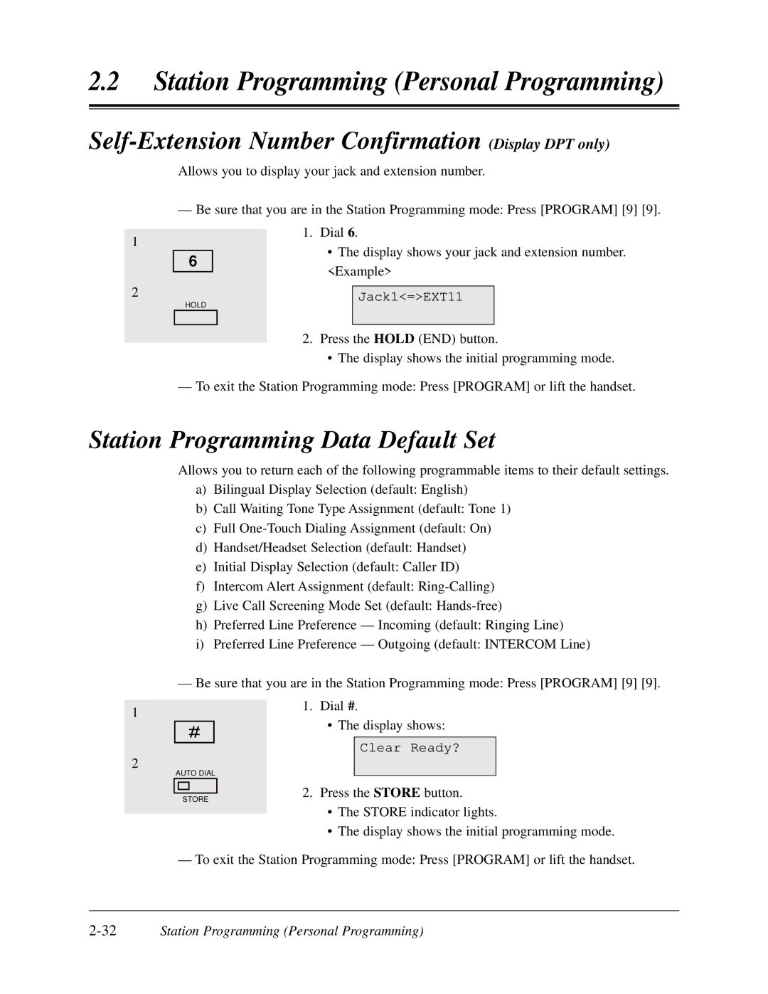 Panasonic KX-TD308 manual Self-Extension Number Confirmation Display DPT only, Station Programming Data Default Set 