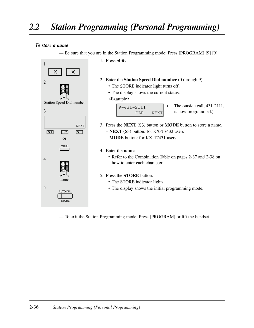 Panasonic KX-TD308 manual 36Station Programming Personal Programming 