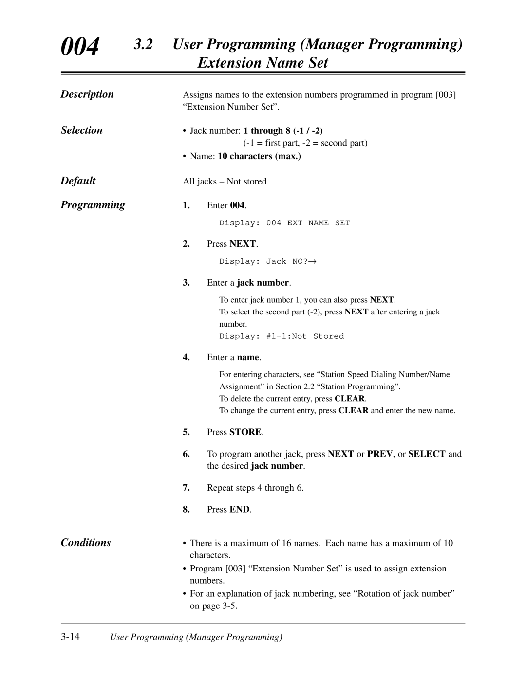 Panasonic KX-TD308 manual 004, 14User Programming Manager Programming 