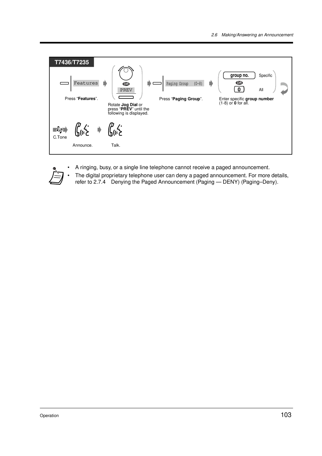 Panasonic KX-TD612E user manual 103, Press Paging Group 