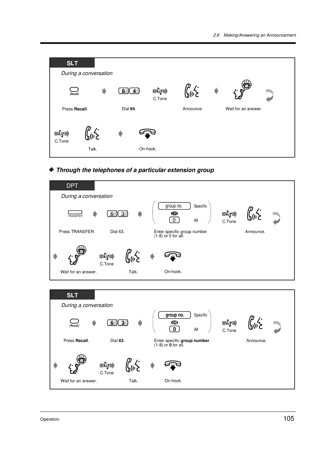 Panasonic KX-TD612E user manual 105, Through the telephones of a particular extension group, Group no. Specific 