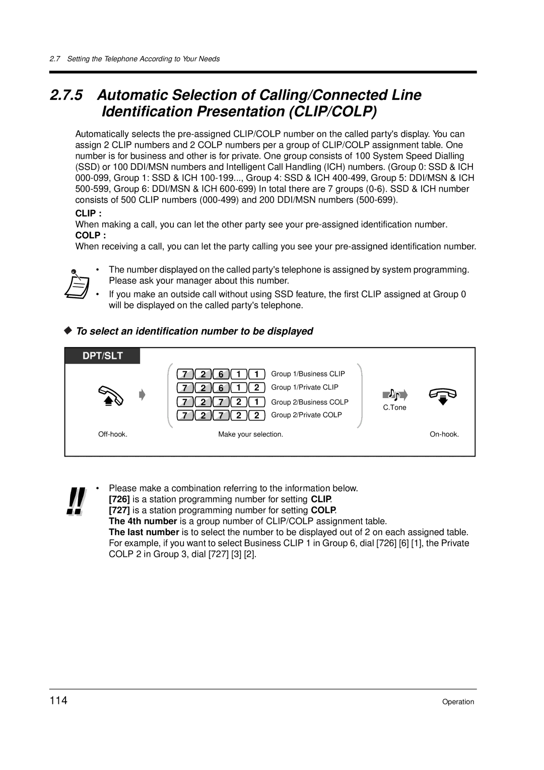 Panasonic KX-TD612E user manual 114, To select an identification number to be displayed 