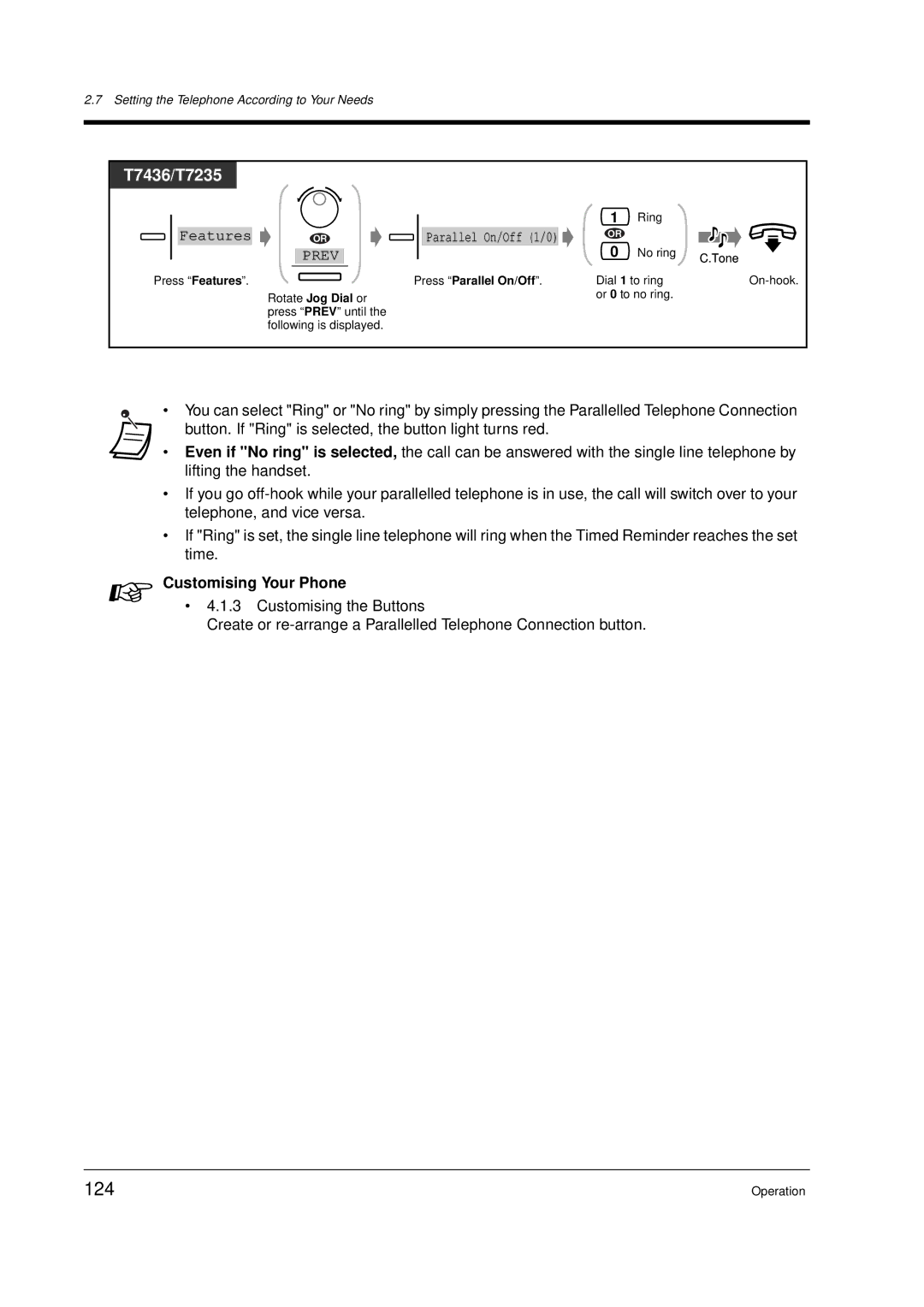 Panasonic KX-TD612E user manual 124, Press Parallel On/Off 