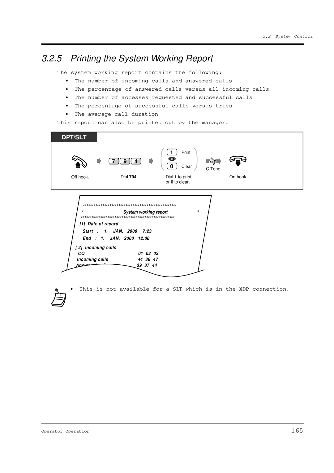 Panasonic KX-TD612E user manual Printing the System Working Report, 165 