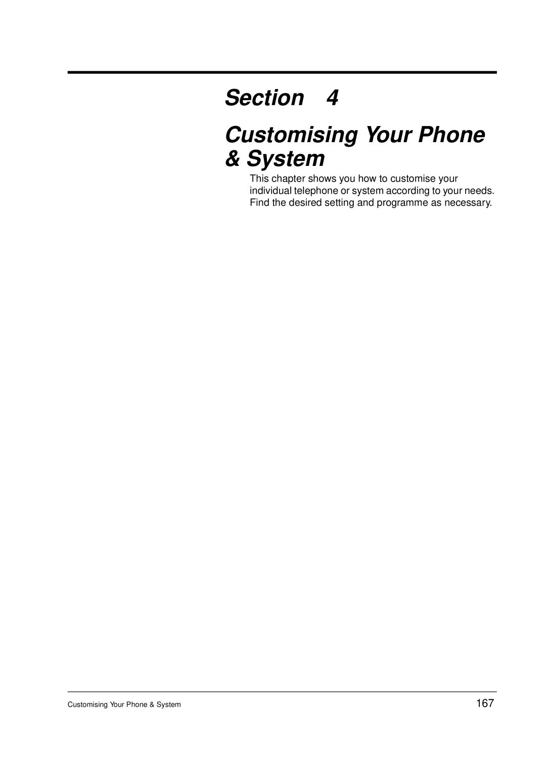 Panasonic KX-TD612E user manual Section Customising Your Phone & System, 167 