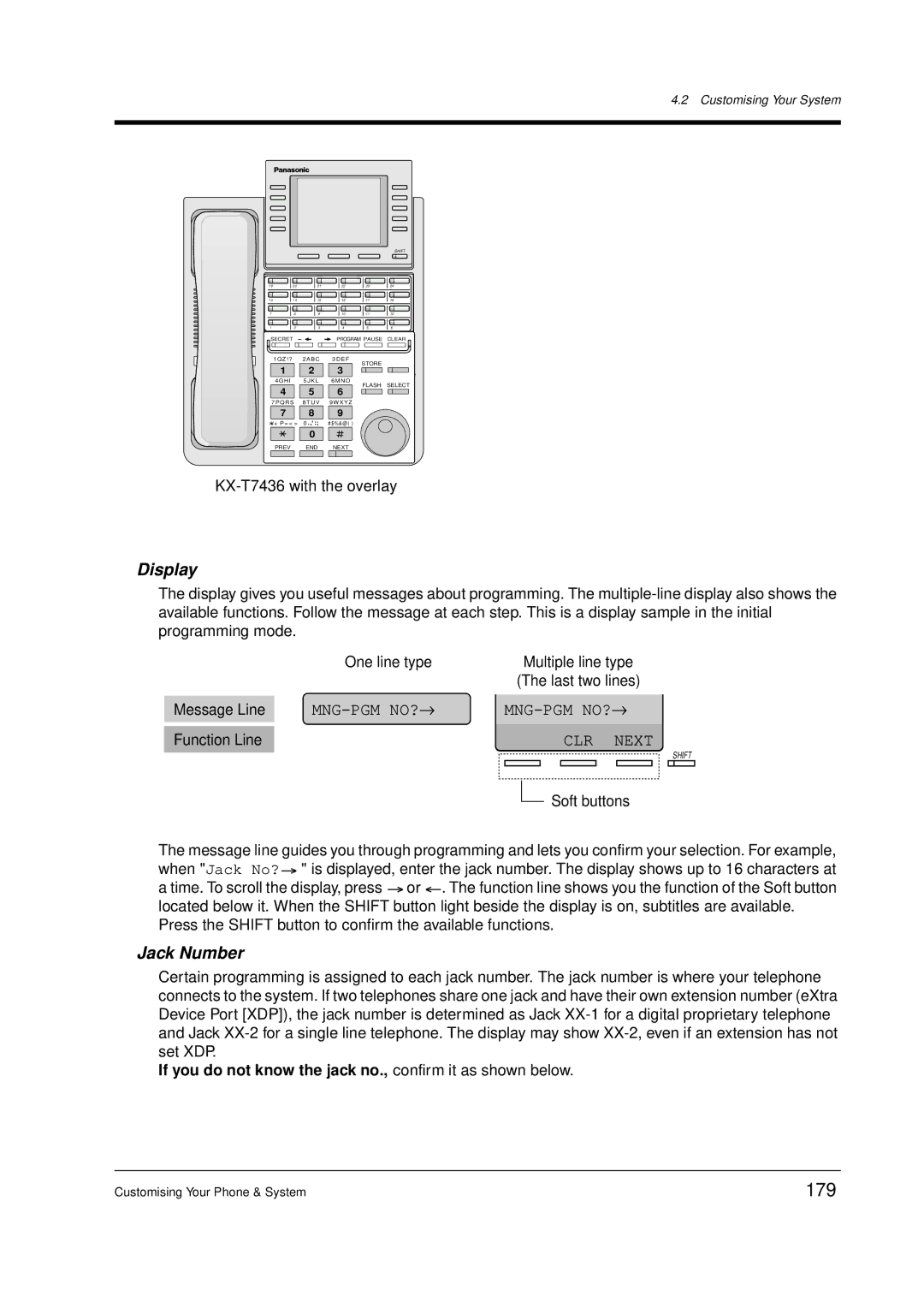 Panasonic KX-TD612E user manual 179, Display, Jack Number, If you do not know the jack no., confirm it as shown below 