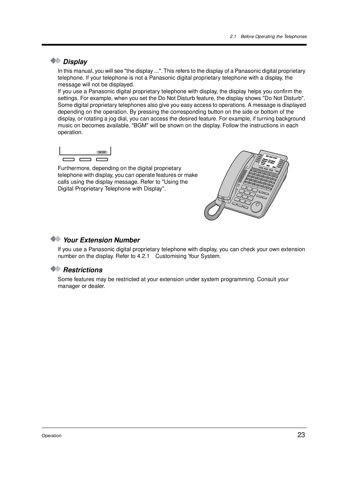 Panasonic KX-TD612E user manual Display, Your Extension Number, Restrictions 