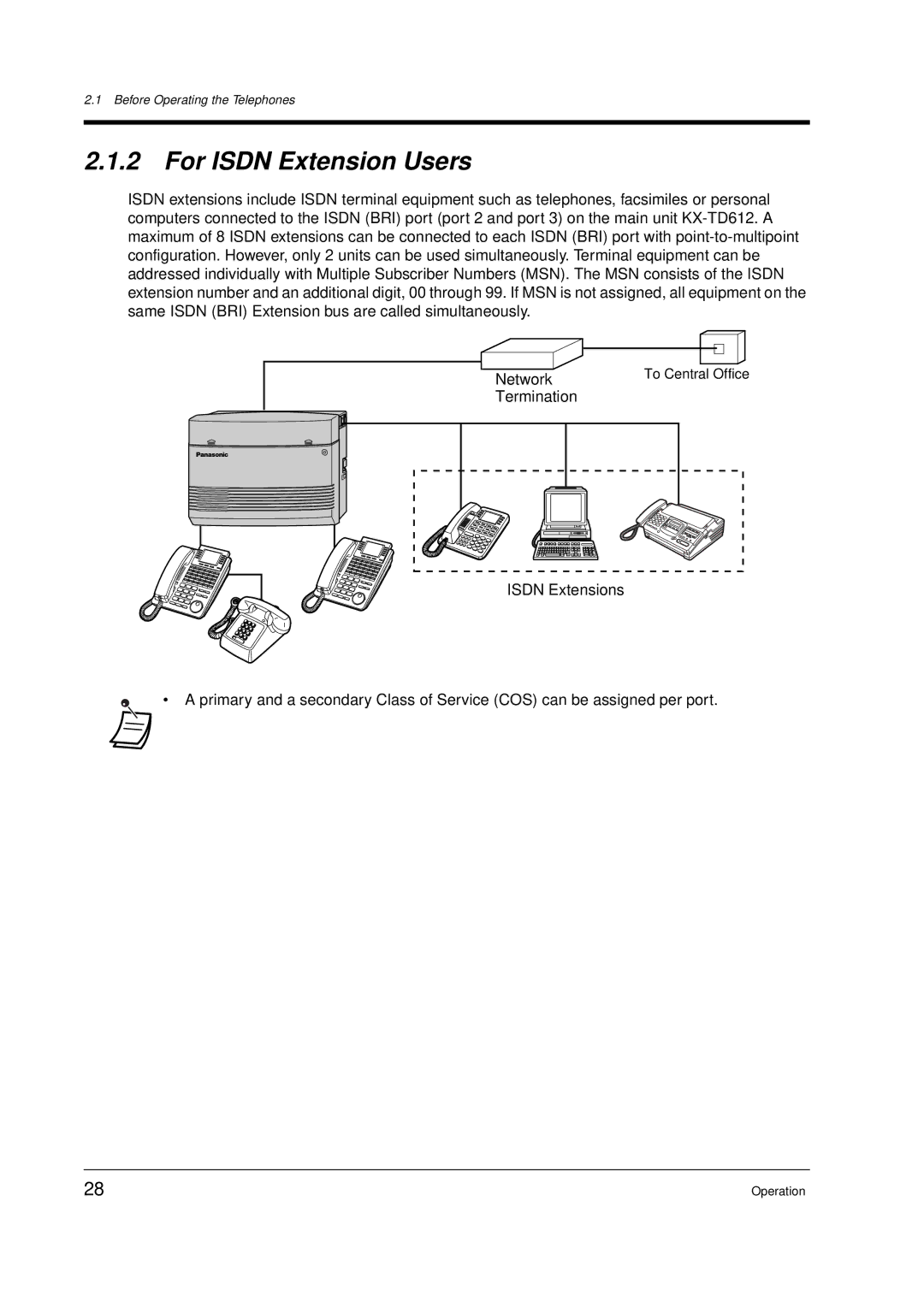 Panasonic KX-TD612E user manual For Isdn Extension Users 