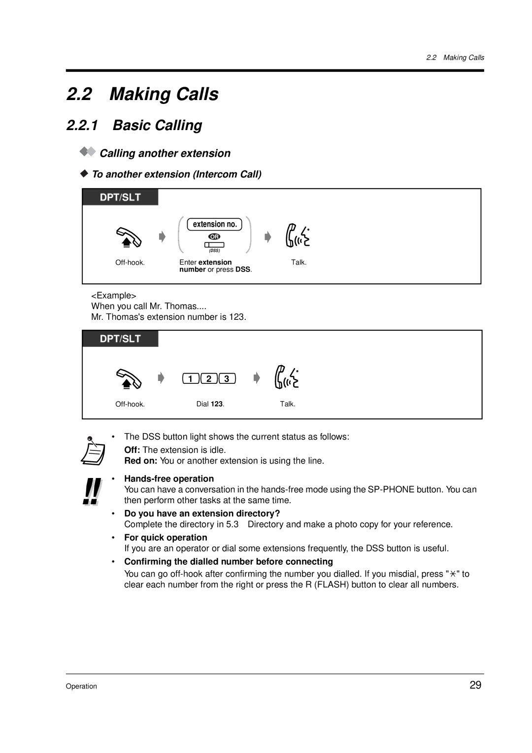 Panasonic KX-TD612E user manual Making Calls, Basic Calling, Calling another extension, To another extension Intercom Call 