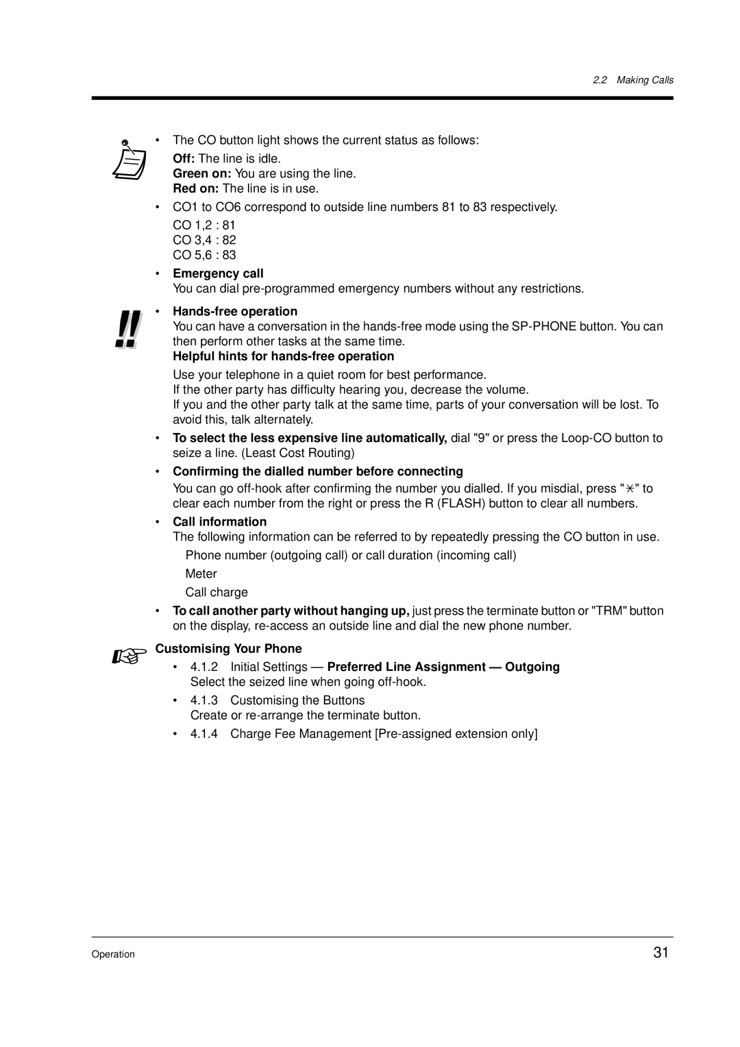 Panasonic KX-TD612E user manual Emergency call, Helpful hints for hands-free operation, Call information 