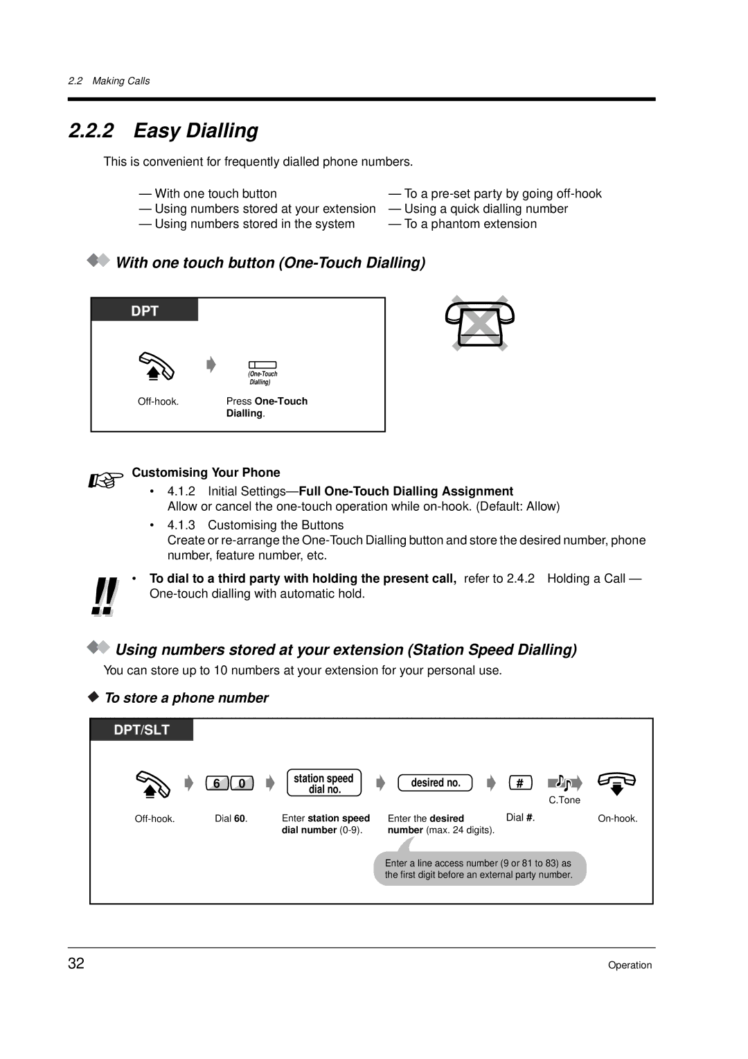 Panasonic KX-TD612E Easy Dialling, With one touch button One-Touch Dialling, To store a phone number, Desired no 