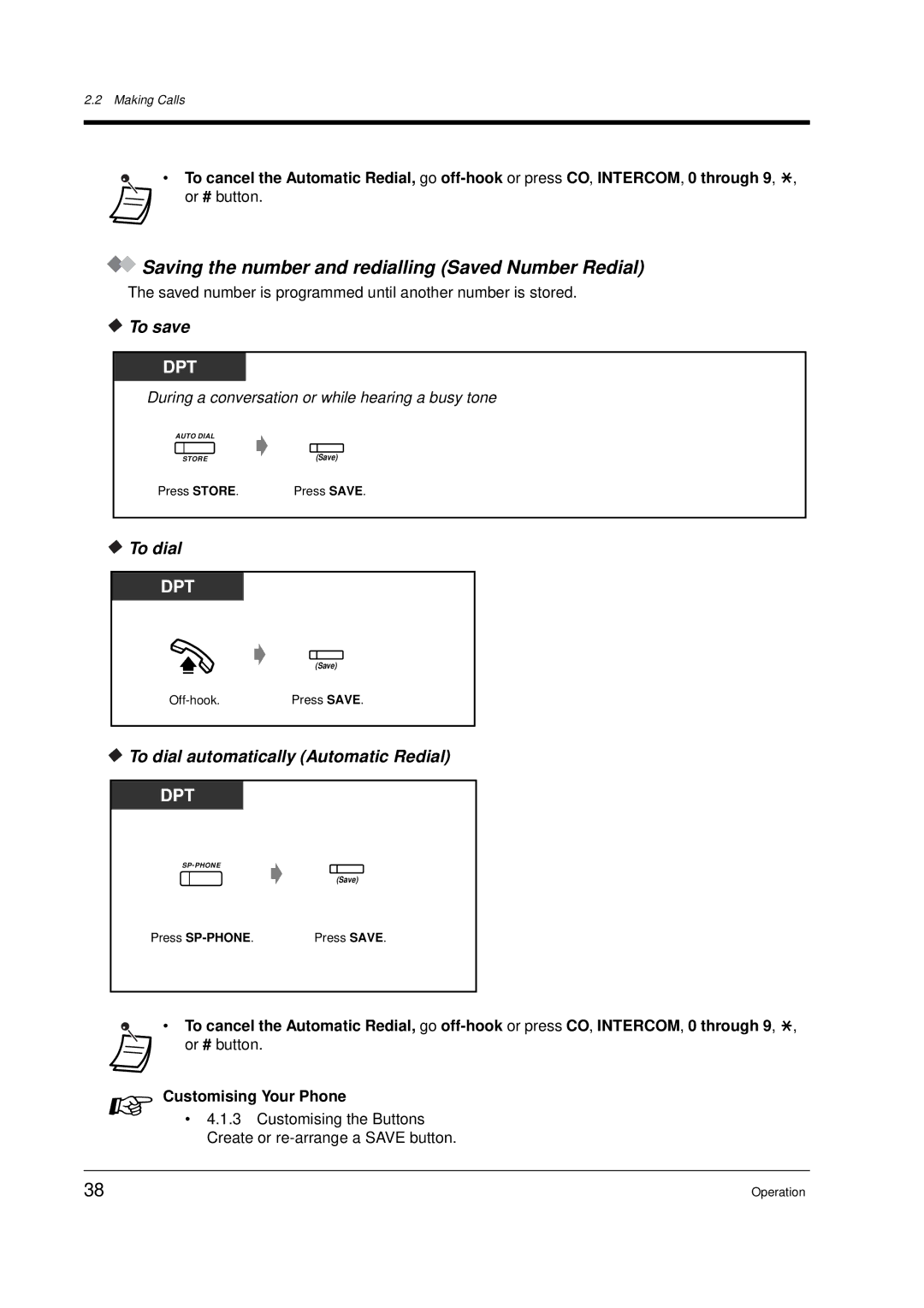 Panasonic KX-TD612E user manual Saving the number and redialling Saved Number Redial, To save 