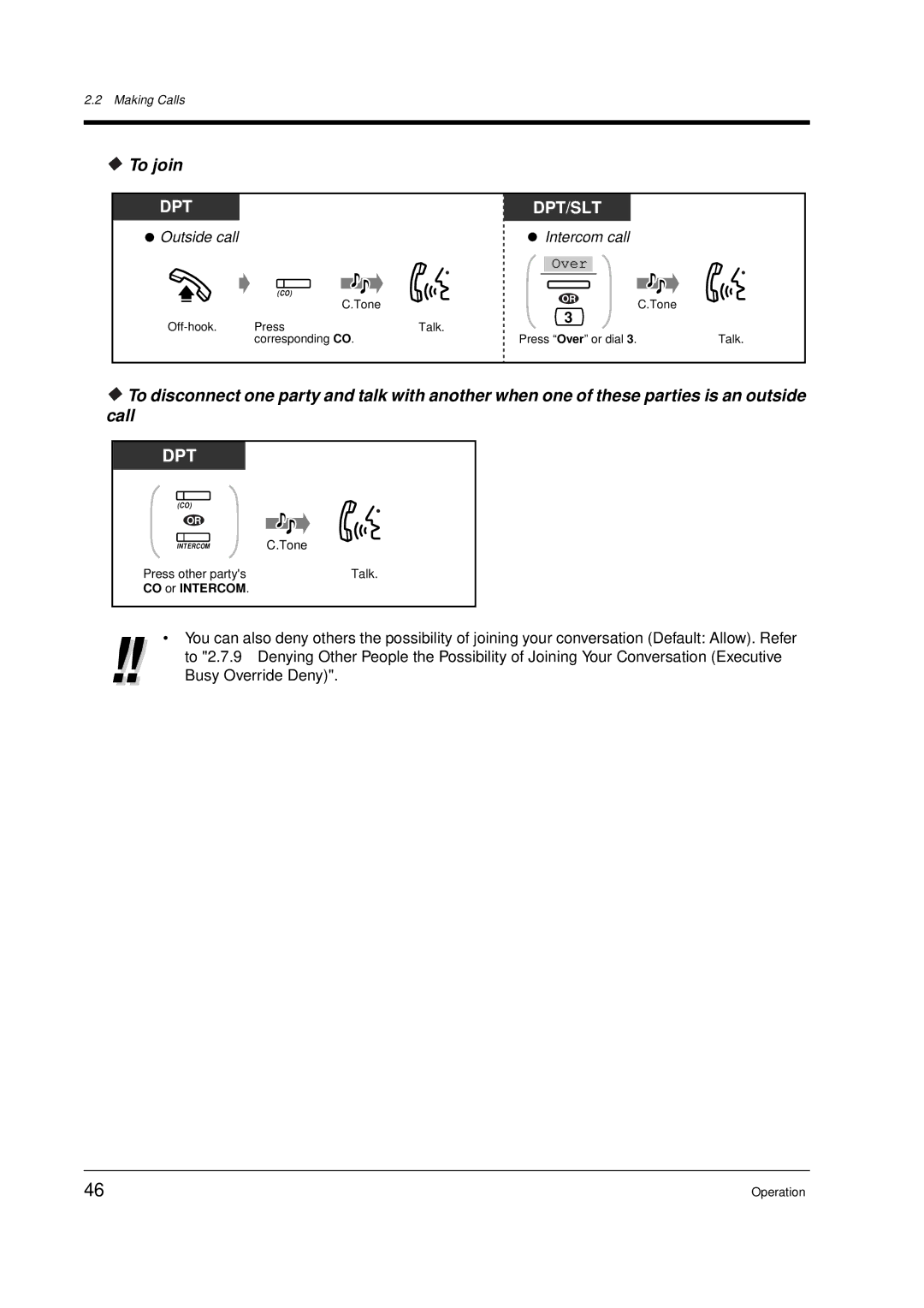 Panasonic KX-TD612E user manual To join, Dpt Dpt/Slt 