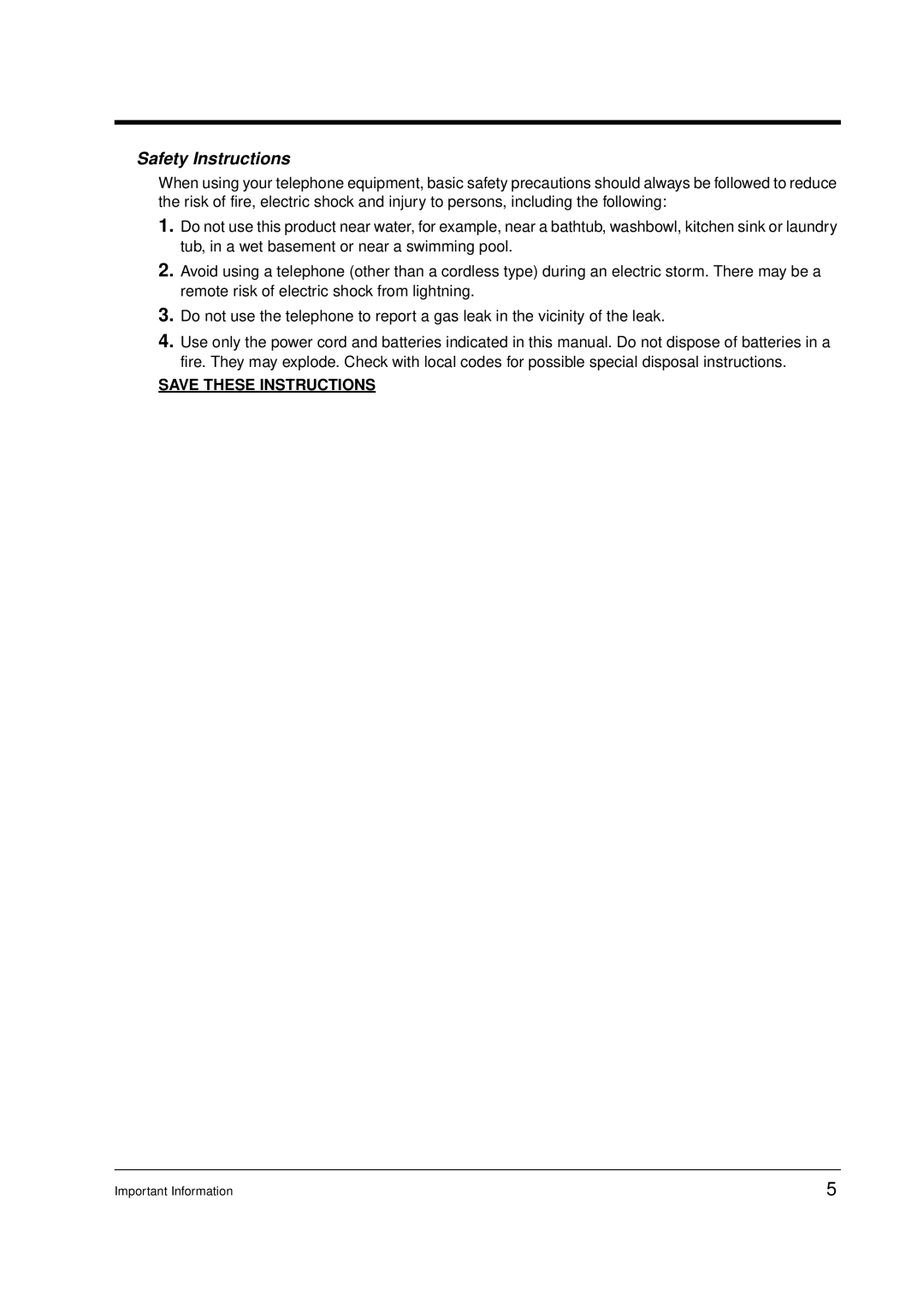 Panasonic KX-TD612E user manual Safety Instructions 