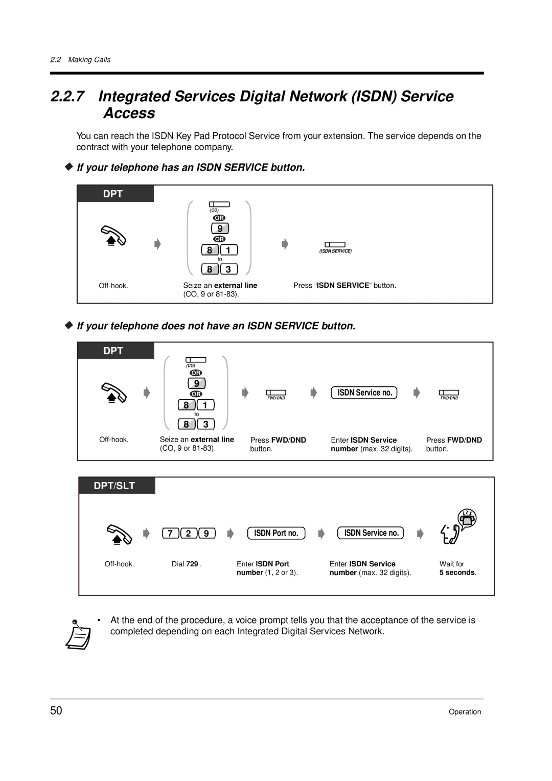 Panasonic KX-TD612E Integrated Services Digital Network Isdn Service Access, If your telephone has an Isdn Service button 