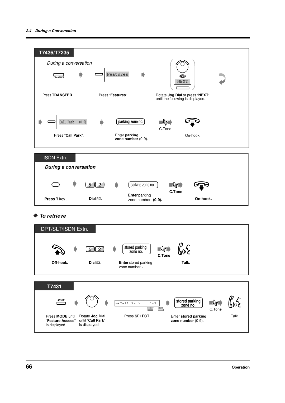 Panasonic KX-TD612E user manual To retrieve, Parking zone no, Enter parking zone number, Enter stored parking 