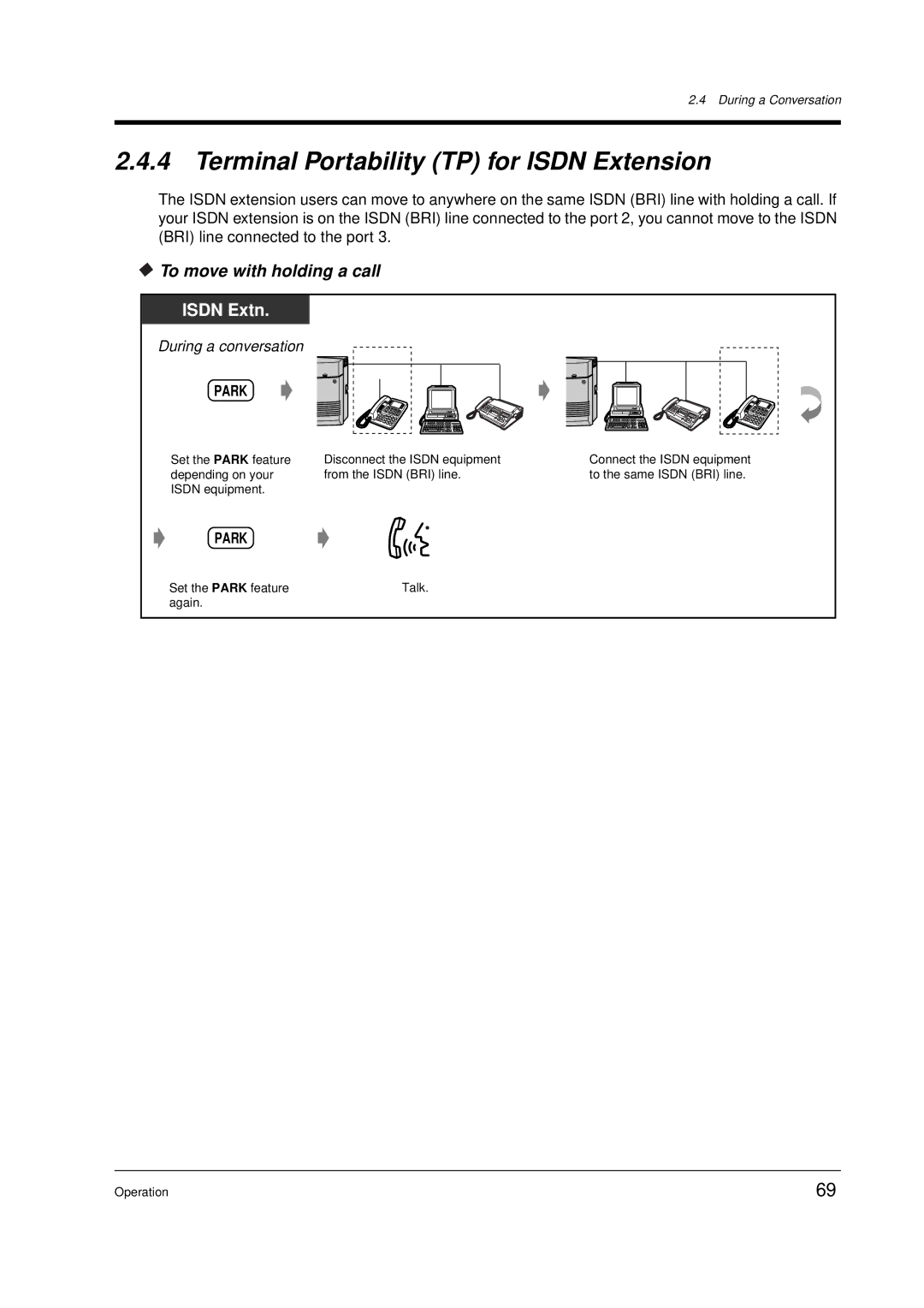 Panasonic KX-TD612E user manual Terminal Portability TP for Isdn Extension, To move with holding a call 