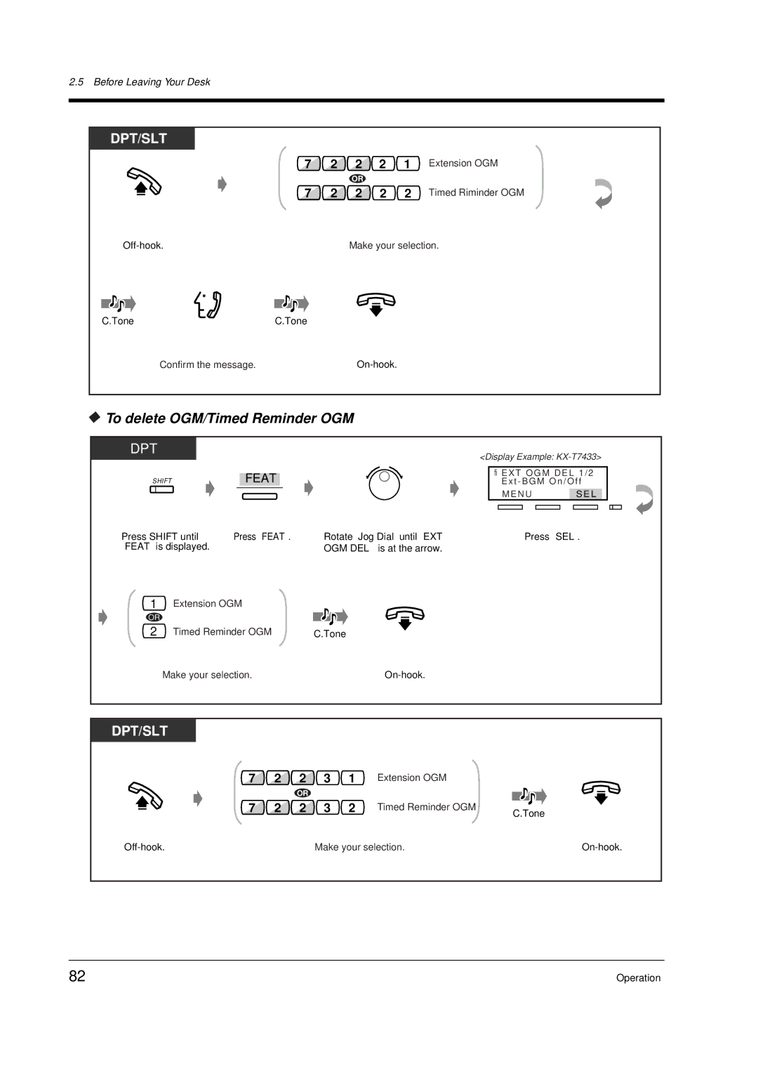 Panasonic KX-TD612E user manual To delete OGM/Timed Reminder OGM, Off-hook Make your selection 