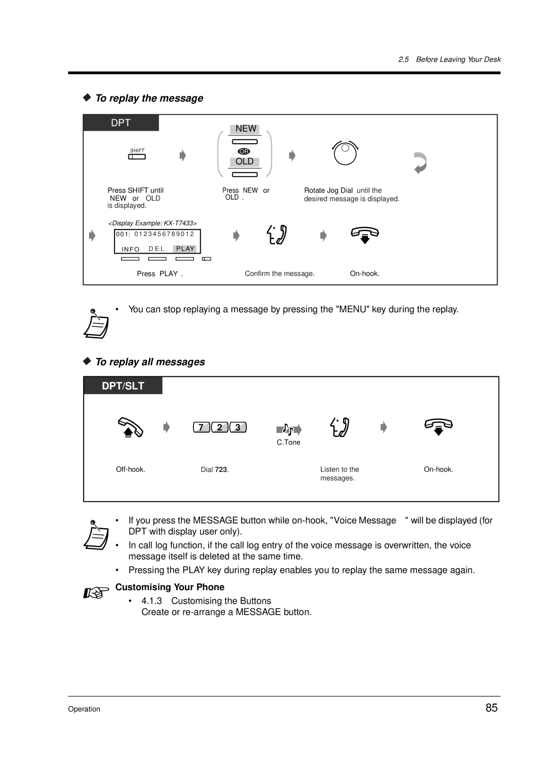 Panasonic KX-TD612E user manual To replay the message, To replay all messages, Old 