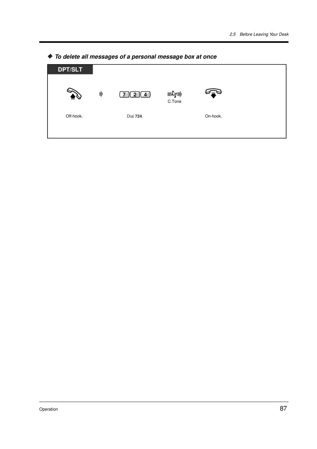 Panasonic KX-TD612E user manual To delete all messages of a personal message box at once 