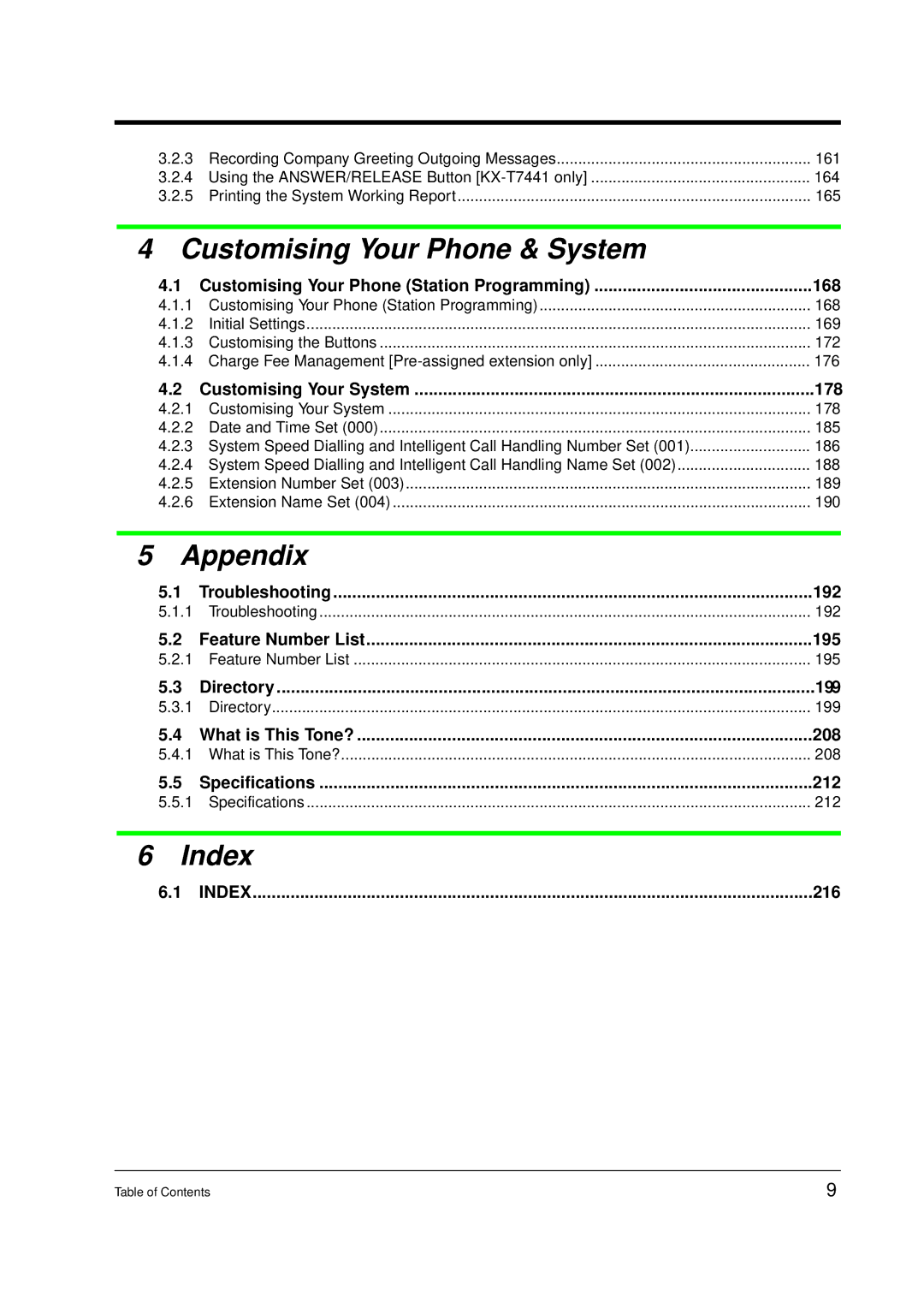 Panasonic KX-TD612E user manual 192, 195, 199, 208, 212 