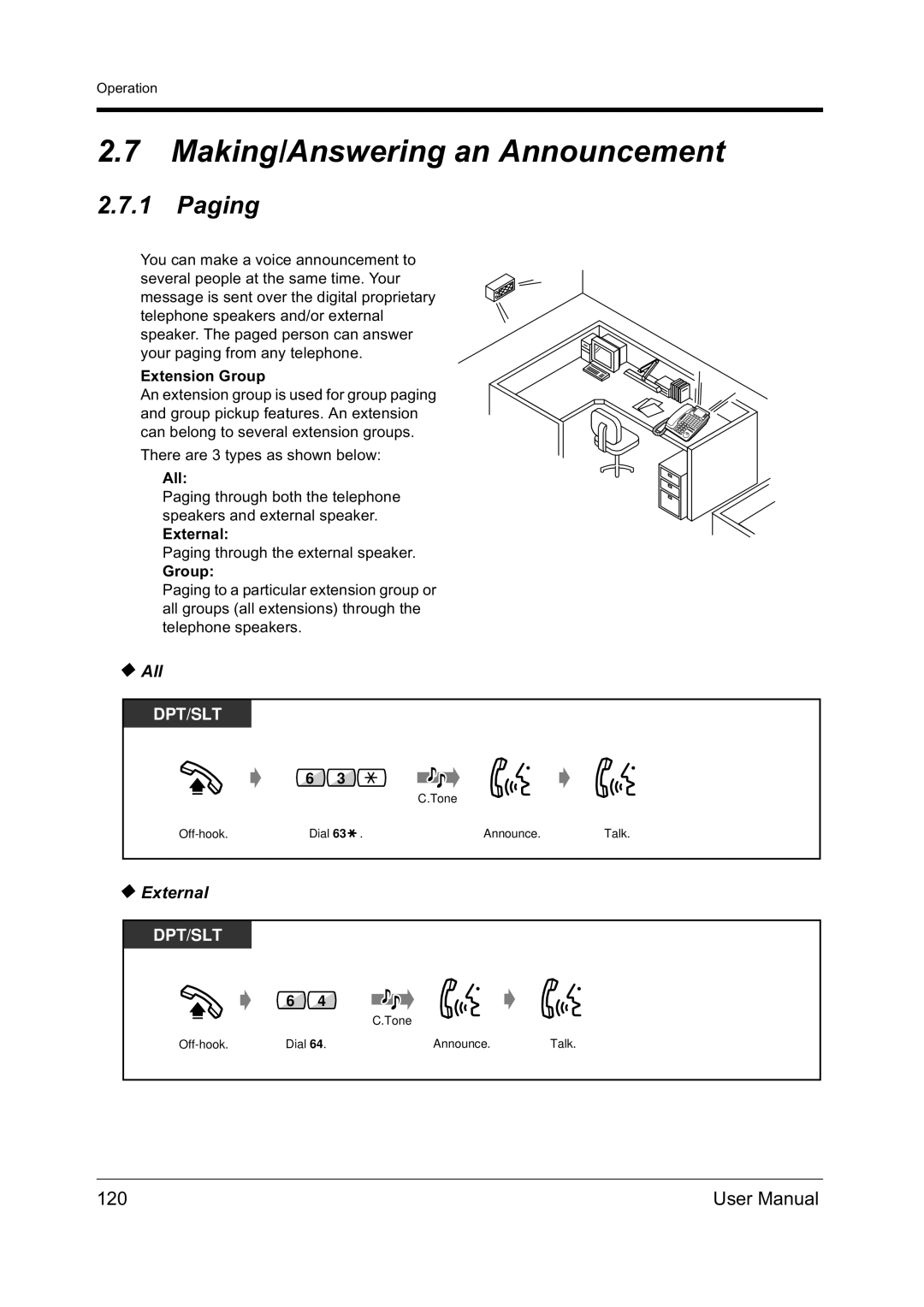 Panasonic KX-TD612NZ user manual Making/Answering an Announcement, Paging, 120, All, External 