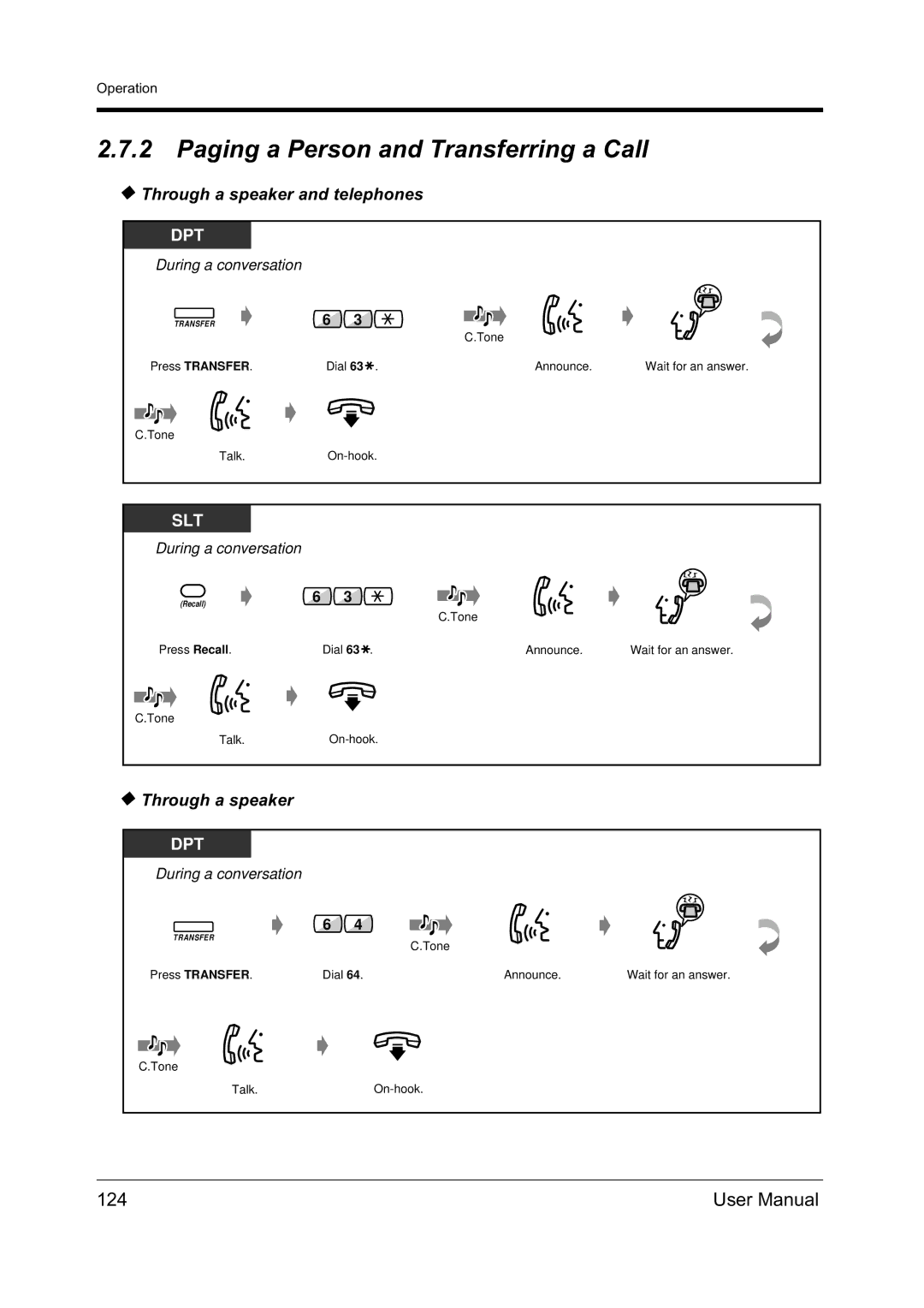 Panasonic KX-TD612NZ user manual Paging a Person and Transferring a Call, 124, Through a speaker and telephones 