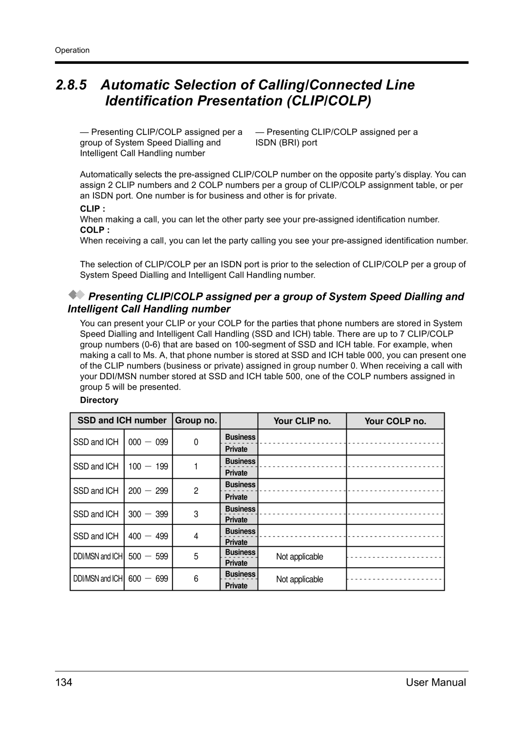 Panasonic KX-TD612NZ user manual 134, Business 