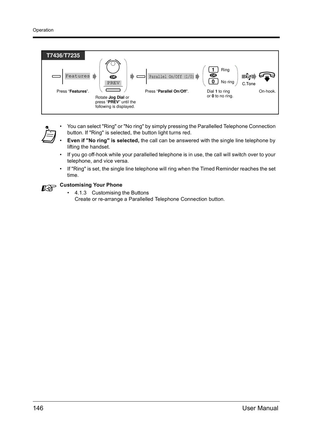 Panasonic KX-TD612NZ user manual 146, Press Parallel On/Off 