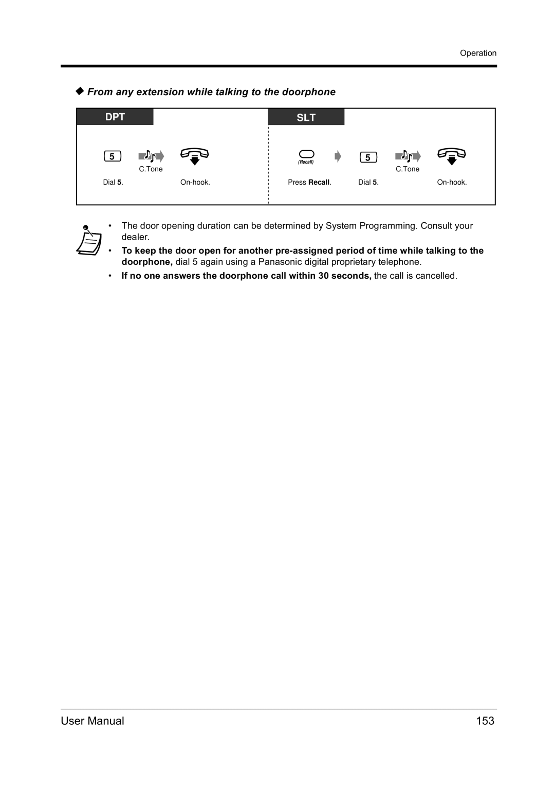 Panasonic KX-TD612NZ user manual 153, From any extension while talking to the doorphone 