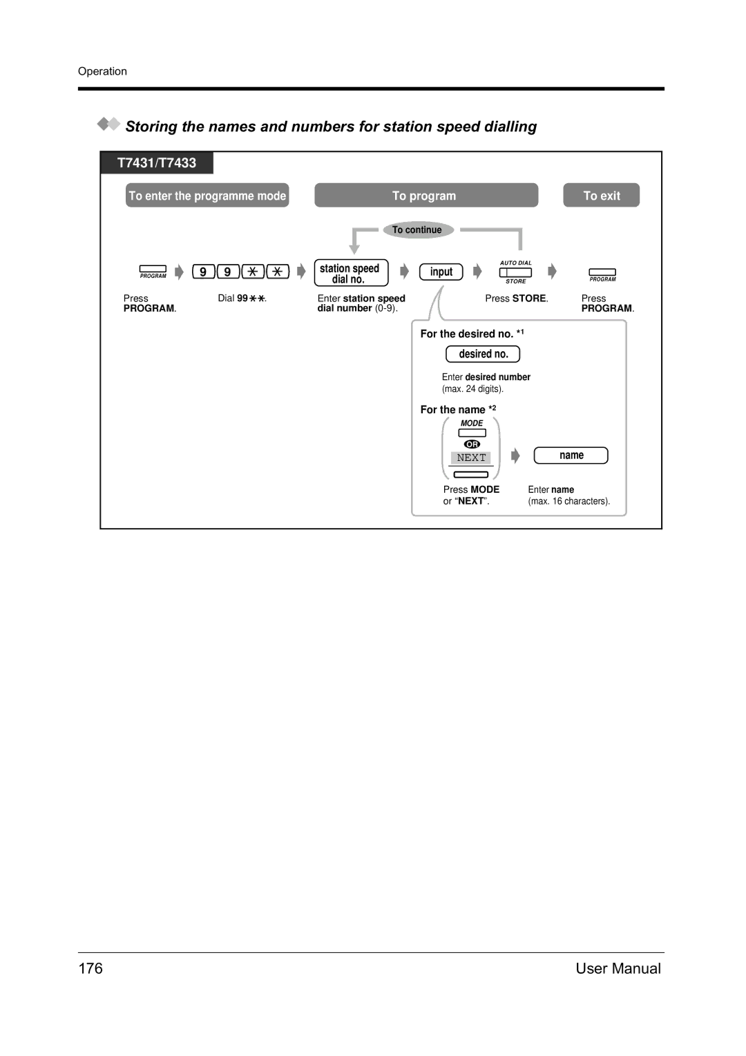 Panasonic KX-TD612NZ user manual Storing the names and numbers for station speed dialling, 176, To continue 