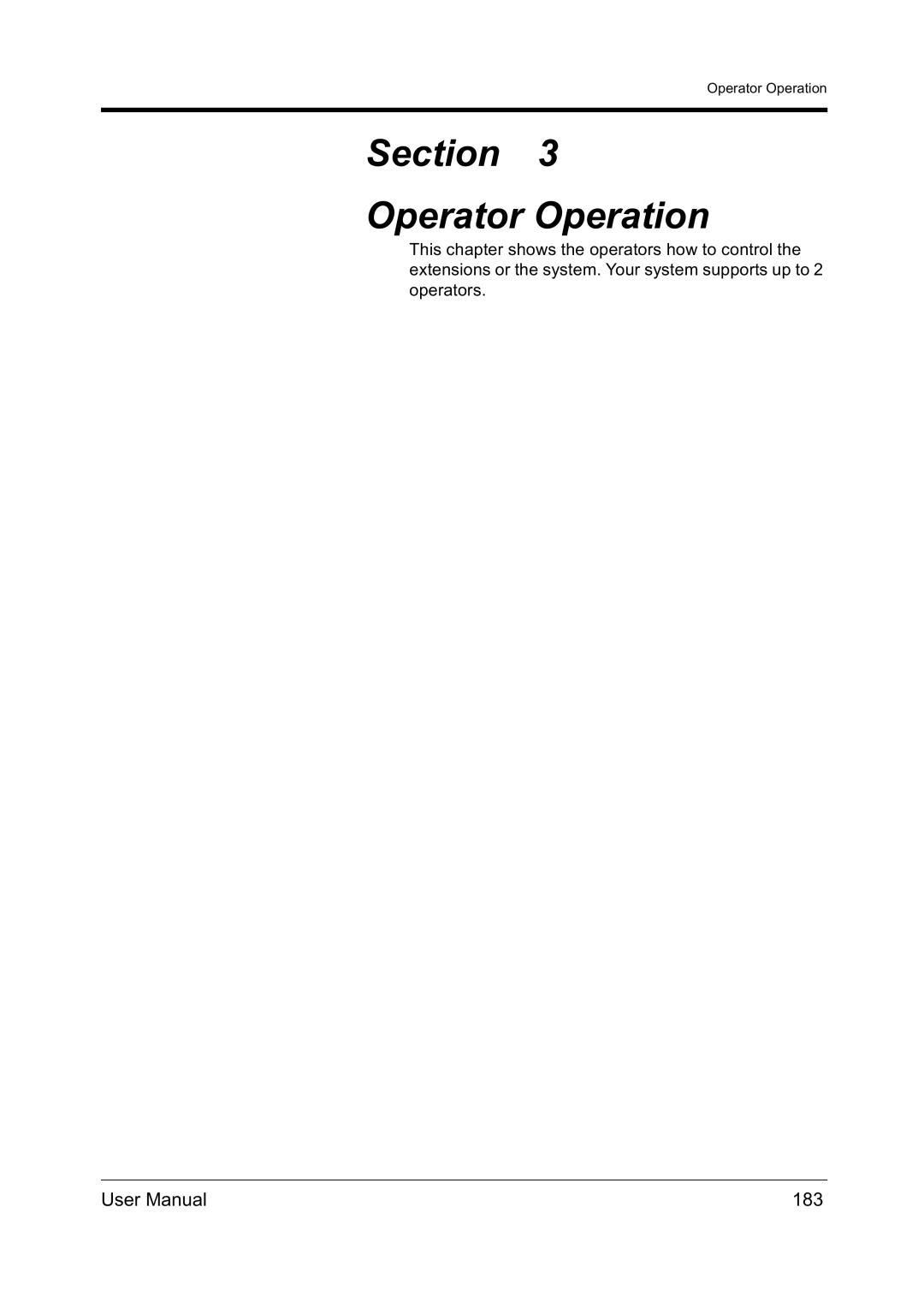 Panasonic KX-TD612NZ user manual Section Operator Operation, 183 