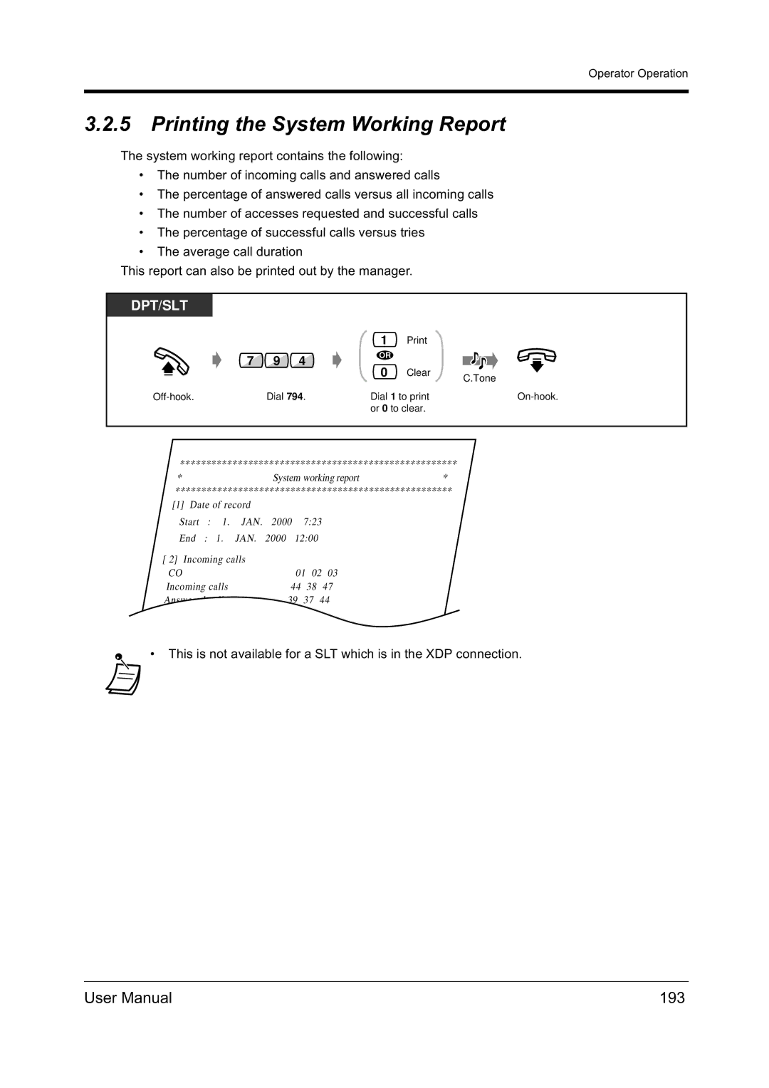 Panasonic KX-TD612NZ user manual Printing the System Working Report, 193 