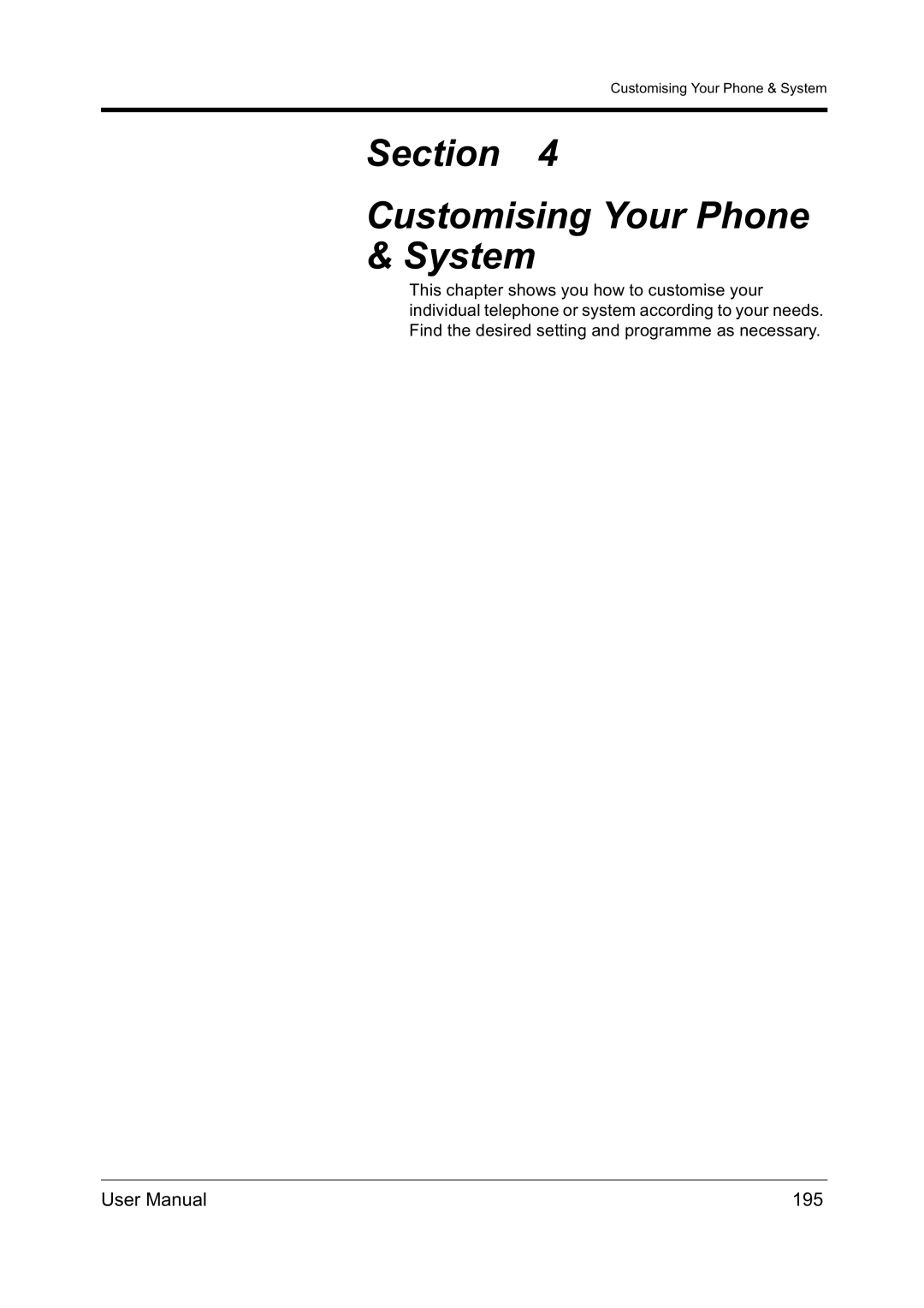 Panasonic KX-TD612NZ user manual Section Customising Your Phone & System, 195 