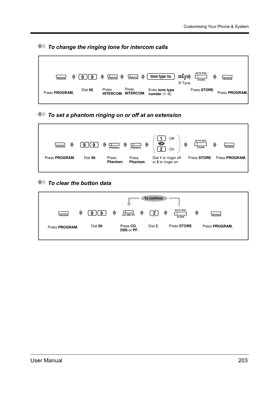 Panasonic KX-TD612NZ To change the ringing tone for intercom calls, To set a phantom ringing on or off at an extension 