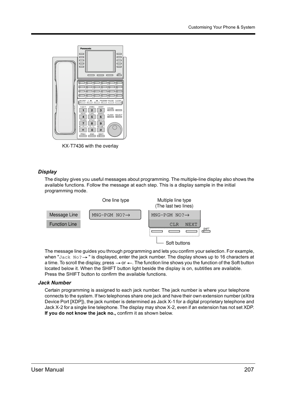 Panasonic KX-TD612NZ user manual 207, Display, Jack Number 