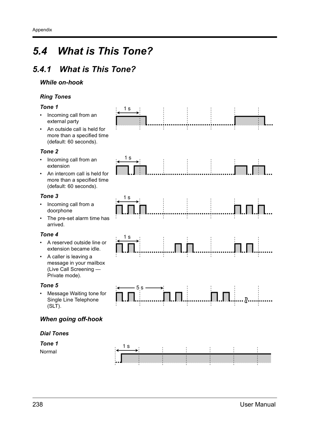 Panasonic KX-TD612NZ user manual What is This Tone?, While on-hook, When going off-hook, 238 