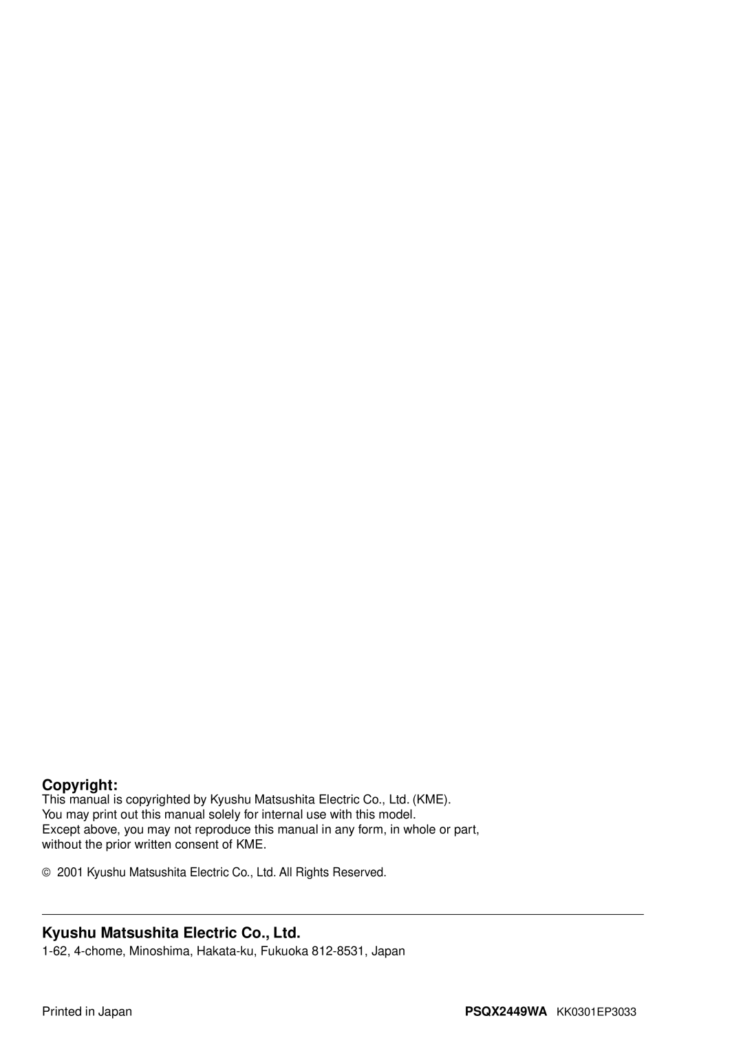 Panasonic KX-TD612NZ user manual Copyright 