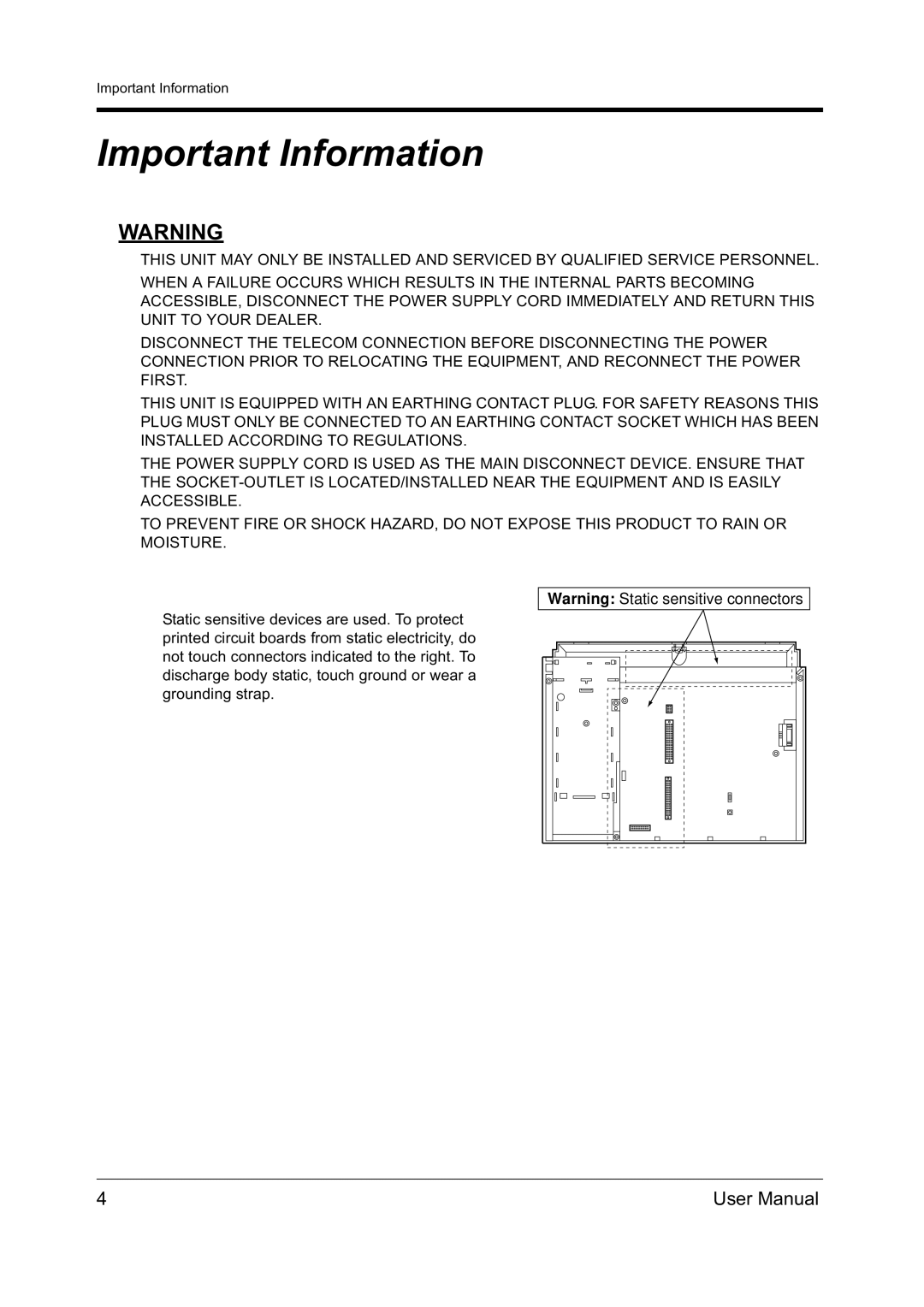 Panasonic KX-TD612NZ user manual Important Information 