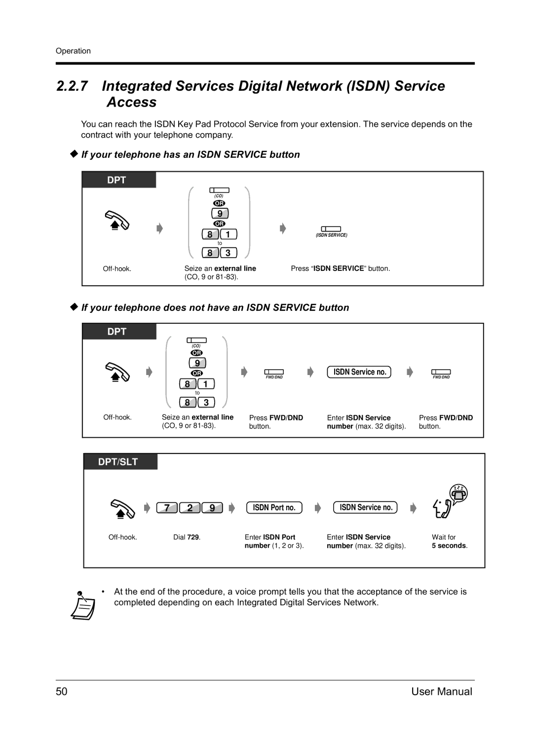 Panasonic KX-TD612NZ Integrated Services Digital Network Isdn Service Access, If your telephone has an Isdn Service button 