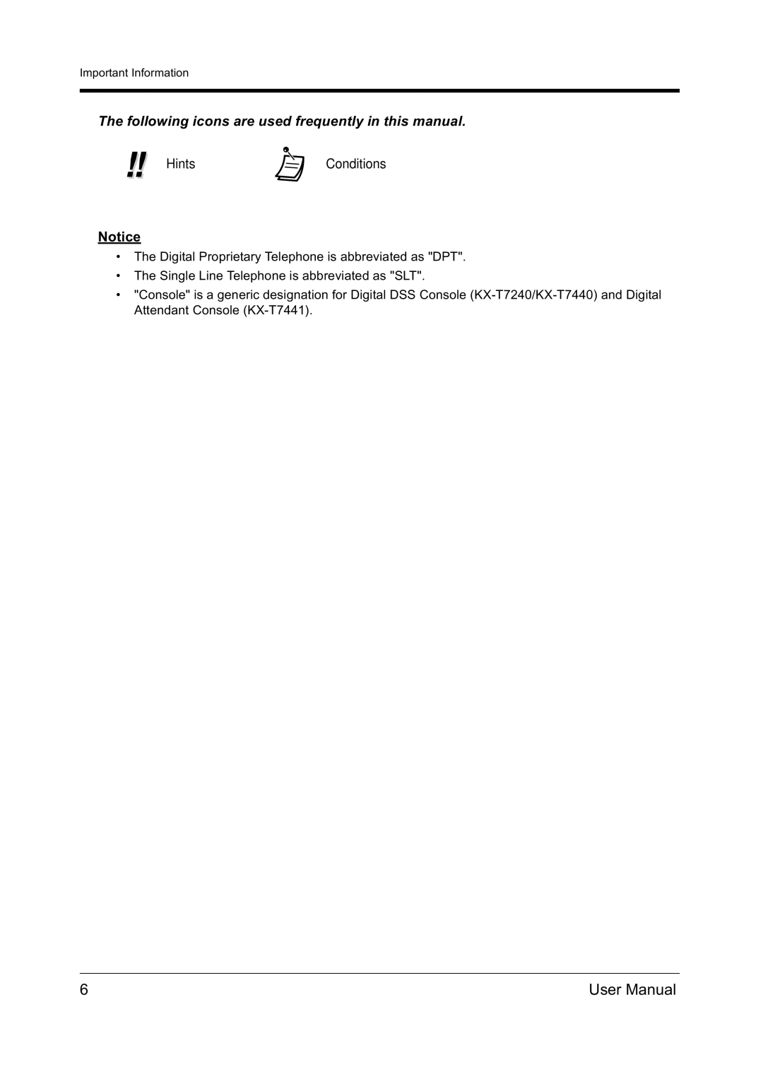 Panasonic KX-TD612NZ user manual Following icons are used frequently in this manual, Hints 